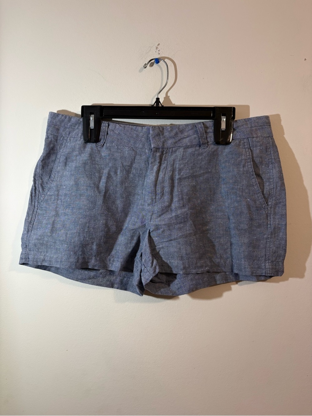 Gap Shorts Womens Size 8 The City 3 Inch Blue Chambray Linen Cotton Khakis Blue - Picture 2 of 9